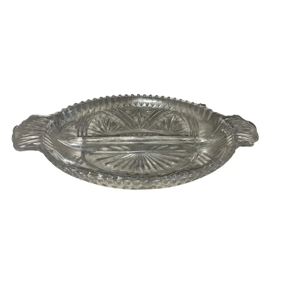 Mikasa Royal Suite Hostess Server Clear Crystal Divided‎ Serving Dish 10x6